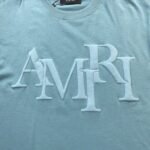 Amiri Staggered Logo Blue T-Shirt - Image 3