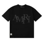 Amiri Staggered Logo Black T-Shirt