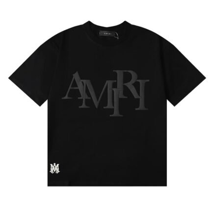 Amiri Staggered Logo Black T-Shirt