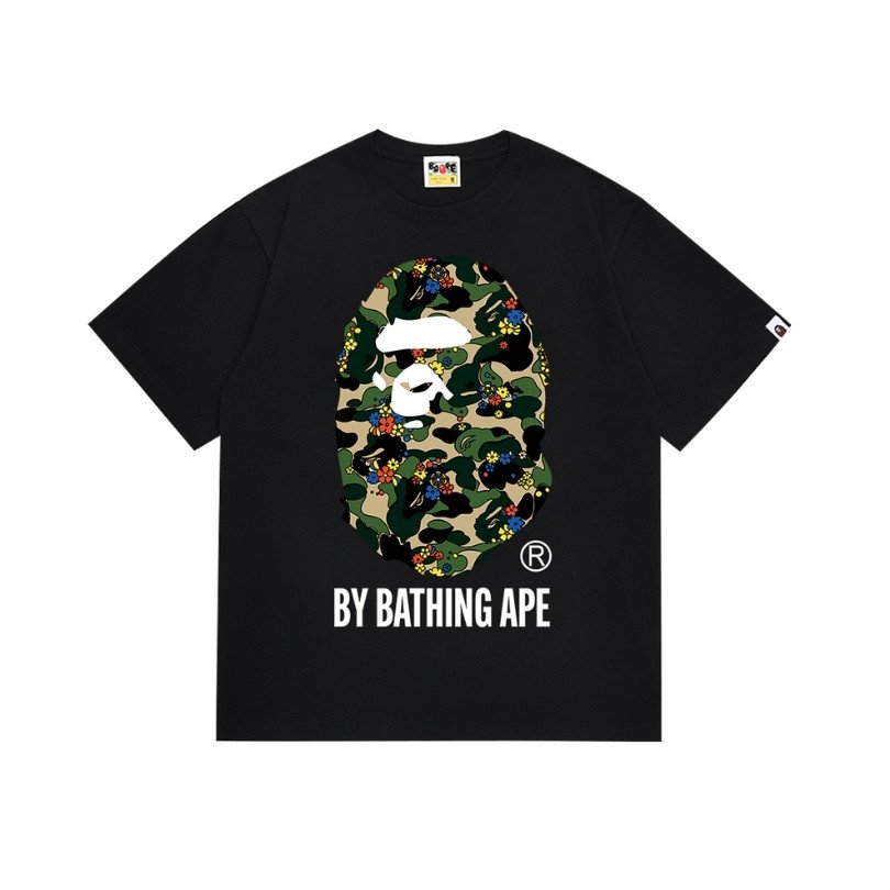 SDSFS-2-1 T-shirt BAPE Camo Flower Ape Head Black BP050 - Image 1