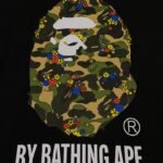T-shirt BAPE Camo Flower Ape Head Black BP050 - Image 2
