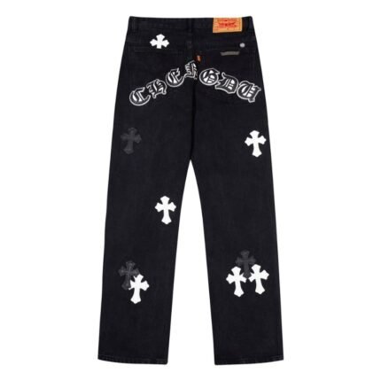 Jeans Chrome Hearts Black White Cross Patch CH025