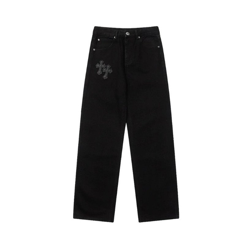 erferg02136-2 Jeans Chrome Hearts Black Cross Embroidery CH066 - Image 1