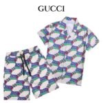 Set Gucci Multicolor GG Pattern Shirt and Shorts