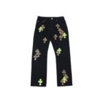 Jeans Chrome Hearts Green & Leopard Cross