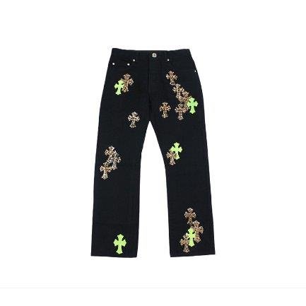 IMG11540 Jeans Chrome Hearts Green & Leopard Cross - Image 1