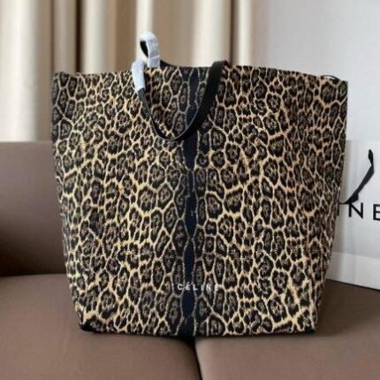 Celine Gusset Leopard Tote Bag