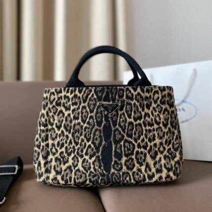 Prada Canapa Leopard Tote Bag