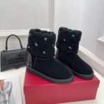 Valentino Boots Roman Stud Black Wool