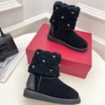 Valentino Boots Roman Stud Black Wool - Image 3