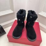 Valentino Boots Roman Stud Black Wool - Image 4