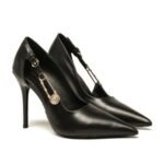 Versace Pointed Toe Stiletto Heel Pumps Buckle Strap - Image 6