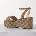 Gucci High Heel Horsebit Canvas Platform - Image 3