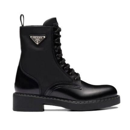 Prada Boot Stivaletti in Pelle Spazzolata e Re-Nylon