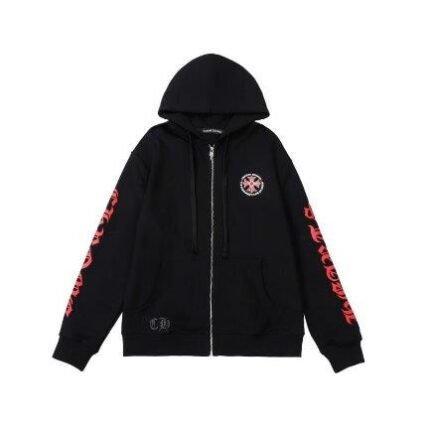 Hoodie Chrome Hearts Black Red Embroidered