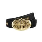 Belt Chrome Hearts Black Leather Gold Buckle