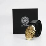 Belt Chrome Hearts Black Leather Gold Buckle - Image 2