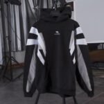 Hoodie Balenciaga 3 Stripes Black White - Image 4