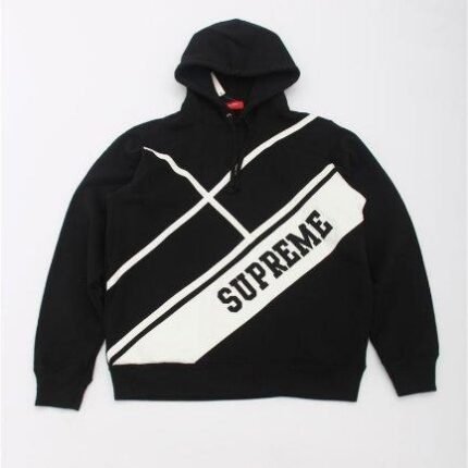 Hoodie Supreme Stripe Graphic Black