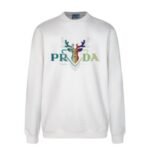 Sweatshirt Prada Deer Embroidery White