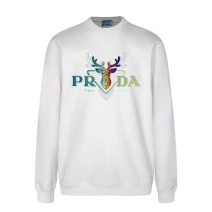 Sweatshirt Prada Deer Embroidery White