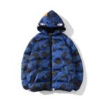 Jacket Puffer BAPE Shark Camo Full-Zip Blue