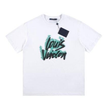 T-shirt Louis Vuitton Blue Graffiti White Logo