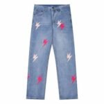Jeans Denim Lightning Bolt Print