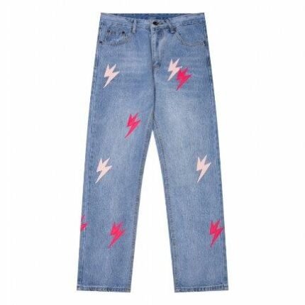 Jeans Denim Lightning Bolt Print