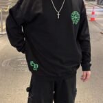 Sweatshirt Chrome Hearts Neon Green Crosses Black - Image 10