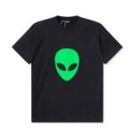 T-shirt Balenciaga Green Alien Face Black Oversized