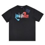 T-shirt Louis Vuitton Gradient Logo Black Red Blue