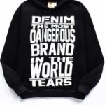 Hoodie Denim Tears Dangerous Brand Black White - Image 3