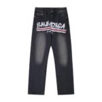 Jeans Balenciaga Paris Black Graphic Logo