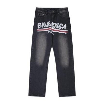 Jeans Balenciaga Paris Black Graphic Logo
