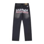 Jeans Balenciaga Paris Black Graphic Logo - Image 2