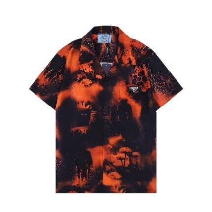 Shirt Prada Orange Black Graphic Print