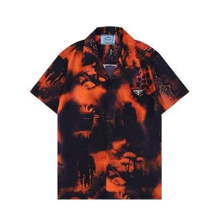 IMG2062 Shirt Prada Orange Black Graphic Print - Image 1
