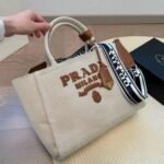 Prada Large Linen Blend Tote Bag - Image 2