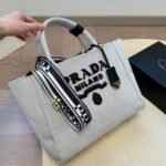 Prada Large Linen Blend Tote Bag - Image 7