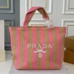 Prada Raffia Logo Tote Bag - Image 8