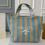 Prada Raffia Logo Tote Bag