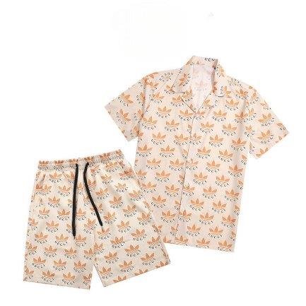 IMG2102 Set Gucci x Adidas Trefoil Beige Shirt and Shorts - Image 1
