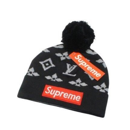 Beanie Louis Vuitton x Supreme Logo Pom-Pom Collection