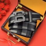 Belt Burberry Plaid with Metal B Buckle