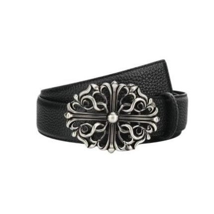 Belt Chrome Hearts Black Leather Silver Buckle