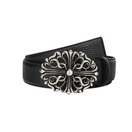 IMG2345 Belt Chrome Hearts Black Leather Silver Buckle - Image 1