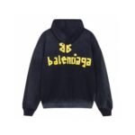 Hoodie Balenciaga BB Distressed Logo Black - Image 2