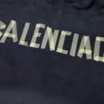 Hoodie Balenciaga BB Distressed Logo Black - Image 4