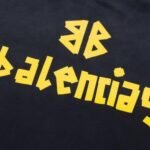 Hoodie Balenciaga BB Distressed Logo Black - Image 5